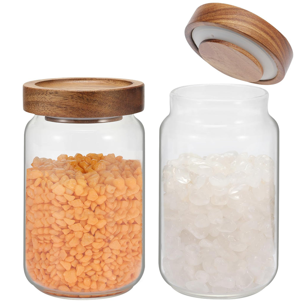 OULOVECO Small Glass Jar with Lids Mini Glass Bottle Glass Storage Canister Borosilicate Glass Containers for Spice Ground Nut Pasta Sugar Candy Tea (6.7oz（200ml)-2 PACK