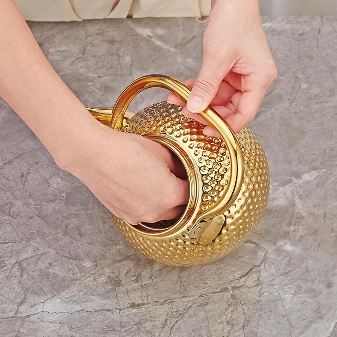 SANQIAHOME 1200ml teapot with Infuser stainless steel Water Boilers lifting handle Tea Maker Water Kettle for Induction/Gas gold