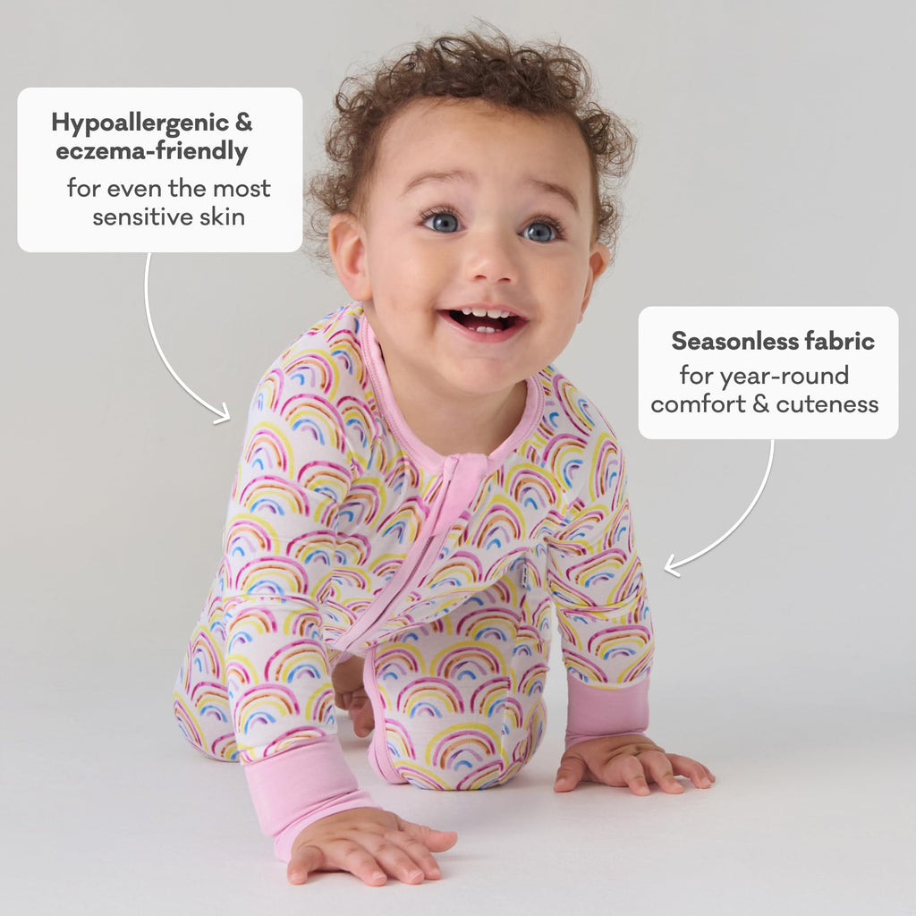 Little Sleepies Baby Pajamas, Pastel Rainbows, 12-18M