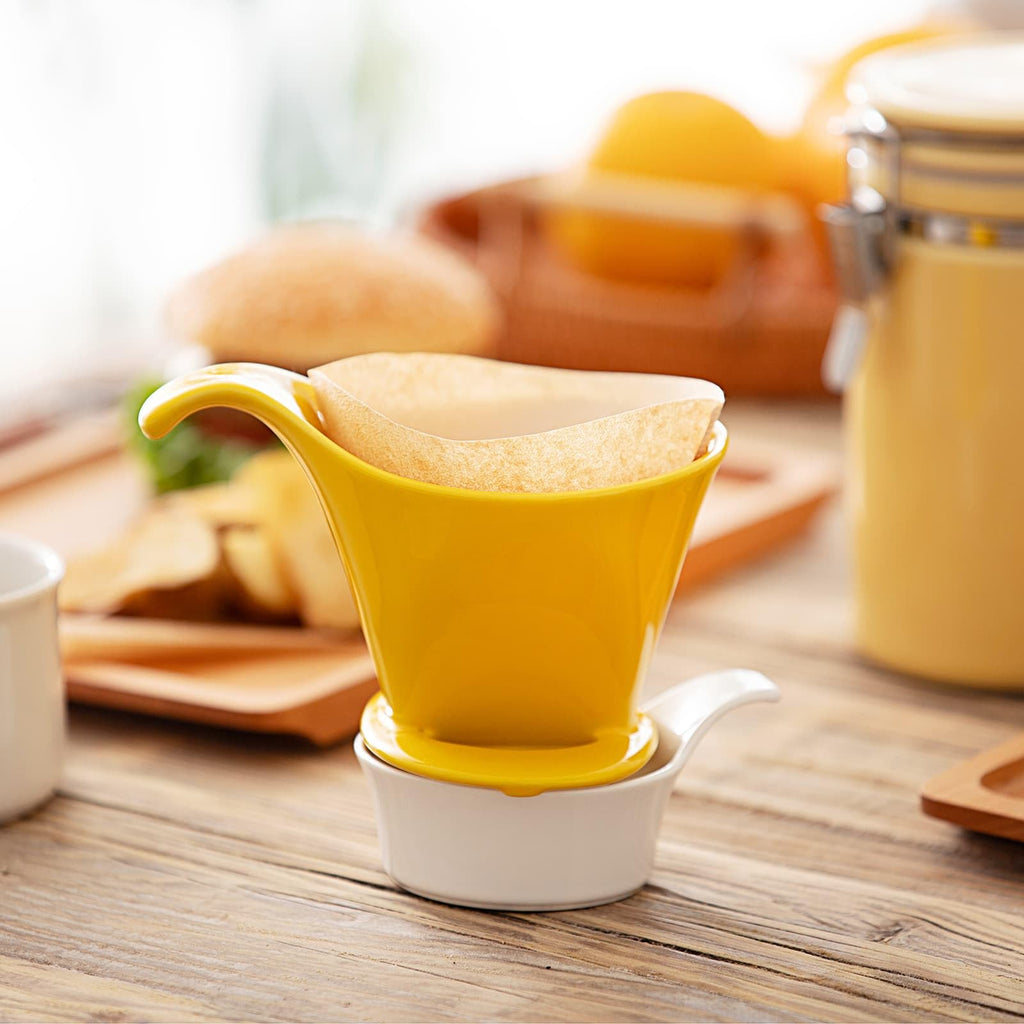 ZERO JAPAN - Bee House Pour Over Coffee Dripper - Ceramic Coffee Maker with Elegant Peek Hole, Drip Cone Brewer Coffee Gift, Brewing Accessories - Yellow Pepper, Standard Size