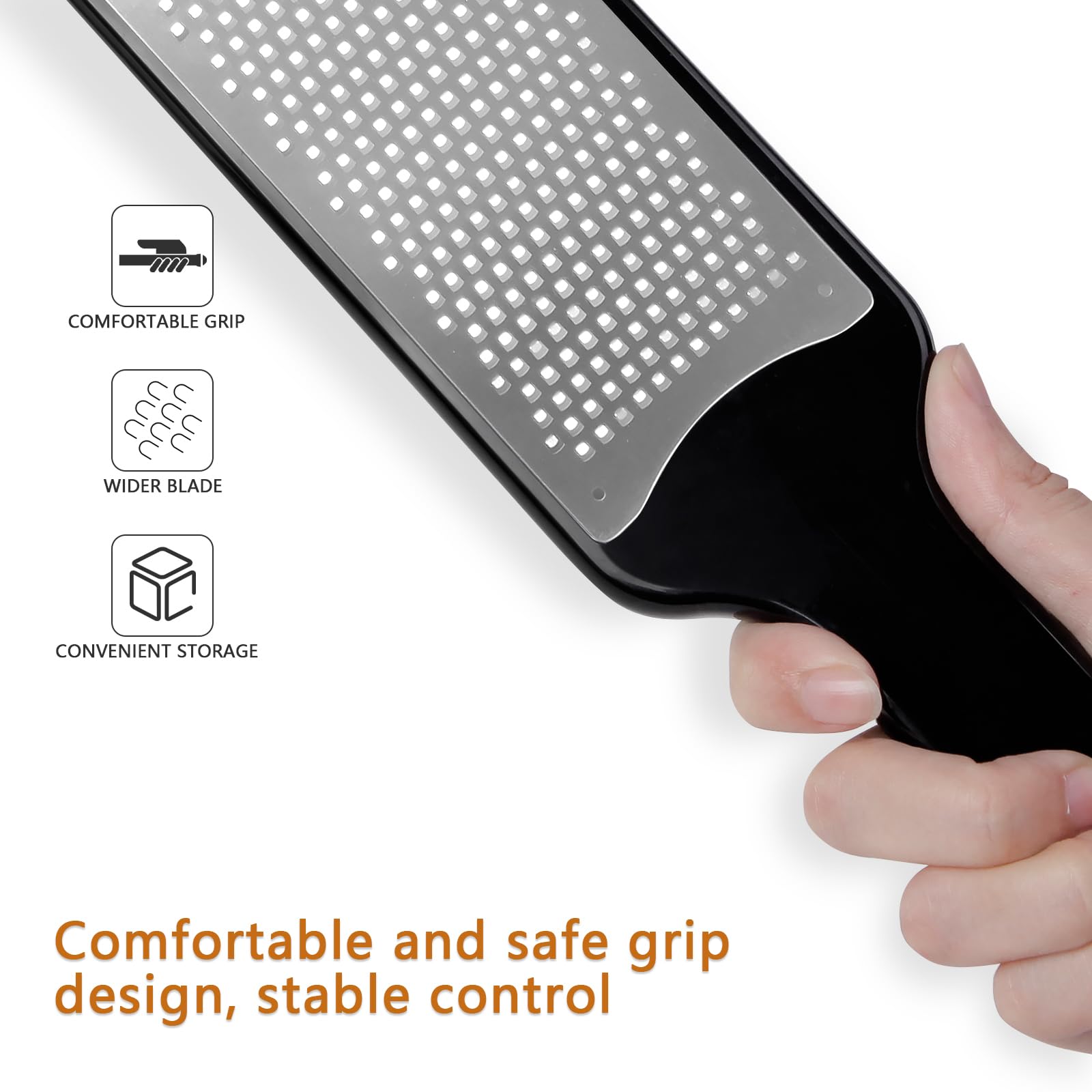LHS Citrus Lemon Zester Cheese Grater - Stainless Steel Kitchen Tool for Parmesan Cheese, Ginger, Garlic, Nutmeg, Chocolate, Fruits, Dishwasher Safe