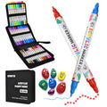 KEMYR 48 Colors Acrylic Paint Pens, Dual Tip Acrylic Paint Markers for Paper, Wood, Canvas, Stone, Rock Painting, Glass, Fabric, DIY, Ceramic, Art Supplies for Adults Drawing (Dot + Fine)