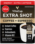 VitaCup Extra Shot High Caffeine, Dark Roast Instant Coffee Packets, 24ct