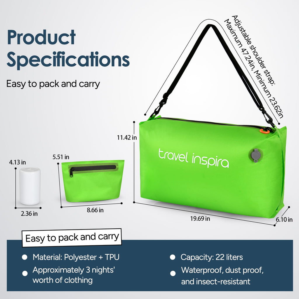 Travel Compression Bag with Electric Vacuum Pump, 22L Waterproof Cube