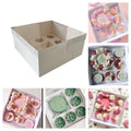 SAHROO Bento Cake Box - Easy to Assemble White 4-inch Cake and 5 Cupcakes Box With Insert - 5 Sets Base for Family Birthday Party Mother's Day