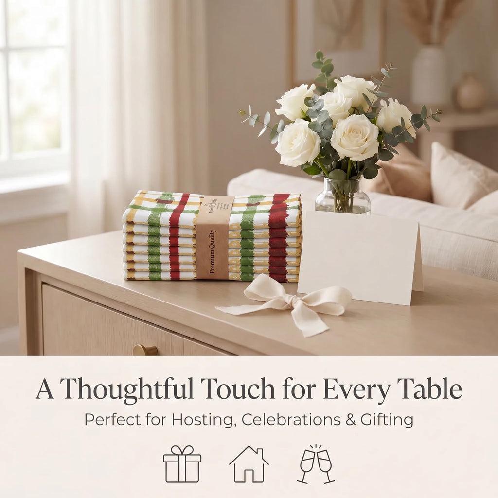 Urban Villa Cloth Napkins Cotton 20x20 (Set of 12) Check Print