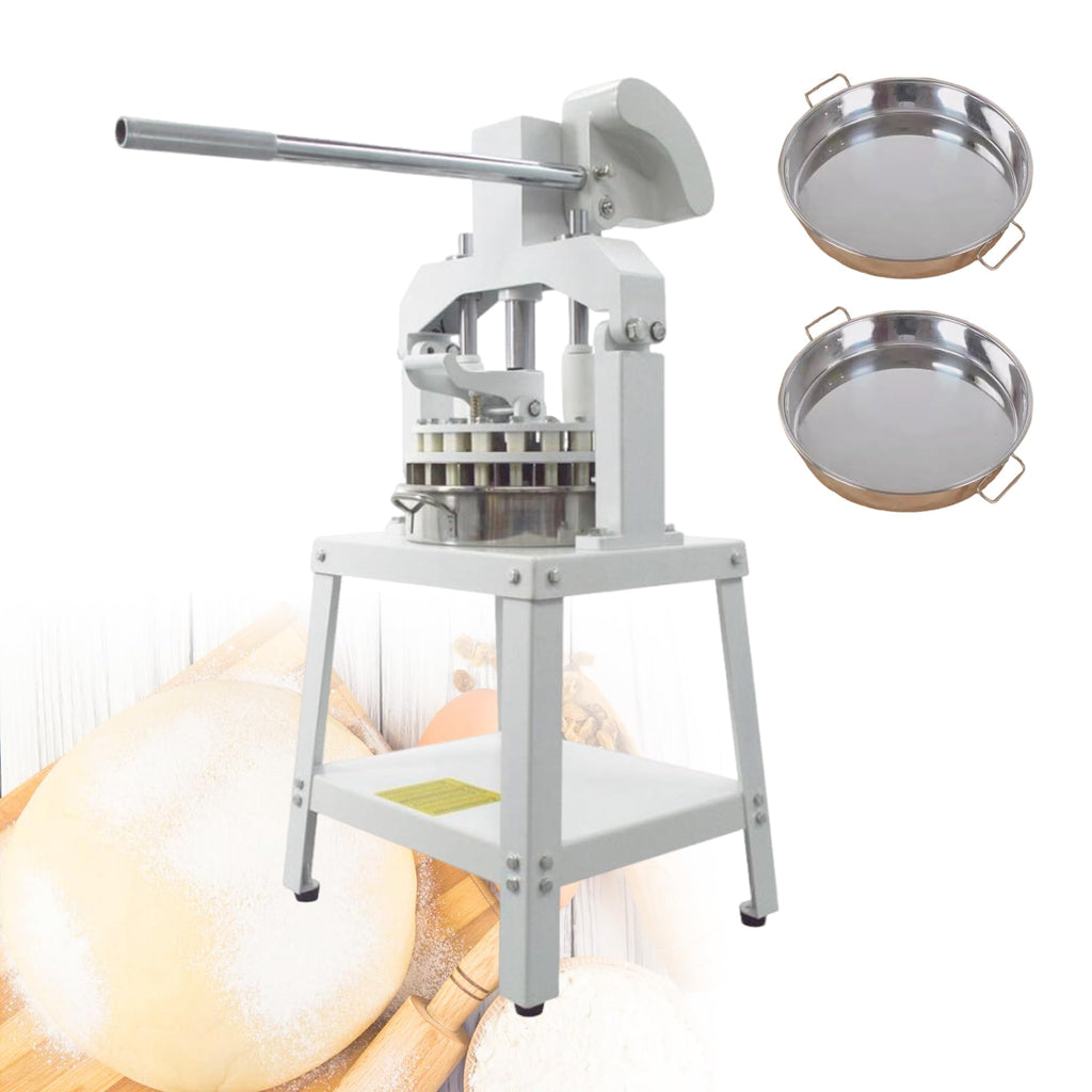Yokoma Commercial 18PCS Dough Divider Vertical Manual 18PCS Dough Divider Manual Doughs Dividing Cutting Machine with 2 Stainless Steel Basins for Commercial Baking, 2.2-11.29oz(60-320g) Weight Range