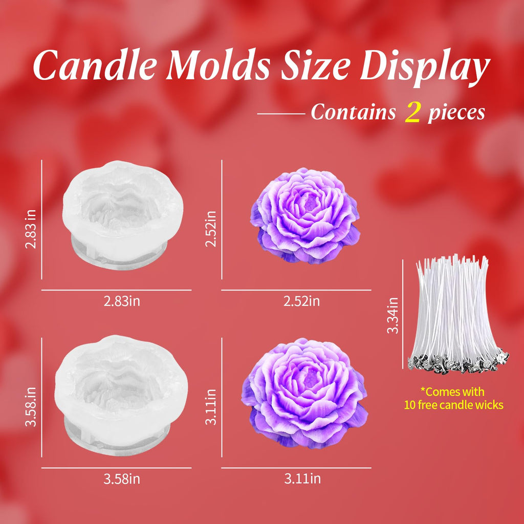 MGLIFEUL 2PCS 3D Flower Candle Making Molds Moldes de Silicona para Velas