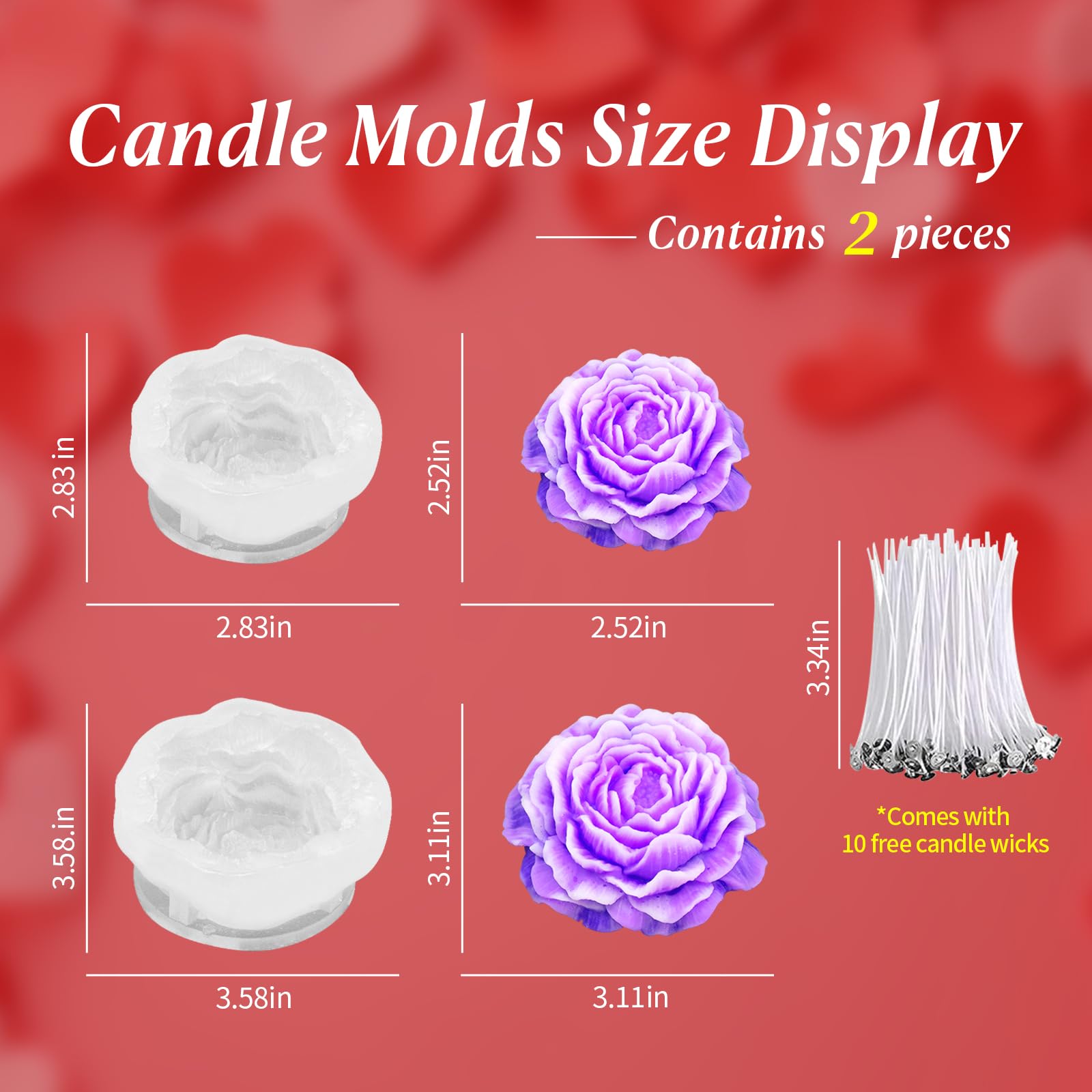 MGLIFEUL 2PCS 3D Flower Candle Making Molds Moldes de Silicona para Velas