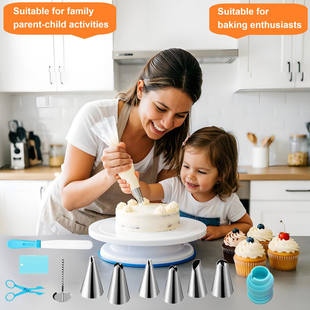 ANSLYQA Cake Decorating Kit, 193 Pcs Baking Tools (Blue)