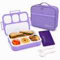 kinsho Bento Lunch Box, Ice Pack Insulated Bag & Utensils for Kids, Purple