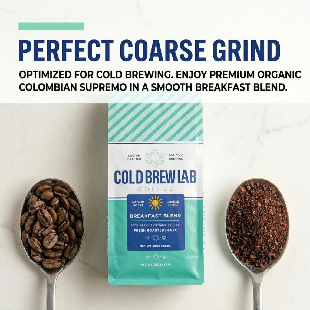 Cold Brew Organic Breakfast Blend Coffee, Medium Roast, Coarse Ground, 2 Lb