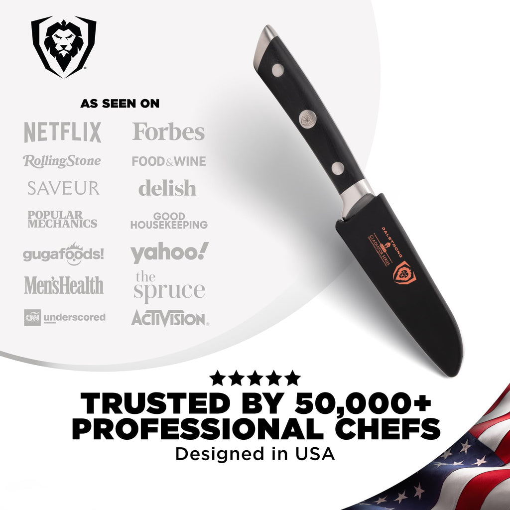 Dalstrong Paring Knife - 3.5 inch - Forged High-Carbon German Steel - Black G10 Handle - Sheath - Small Knife Fruit Vegetable Cutting Knife - Gladiator Series Elite - Razor Sharp Kitchen Knife - NSF