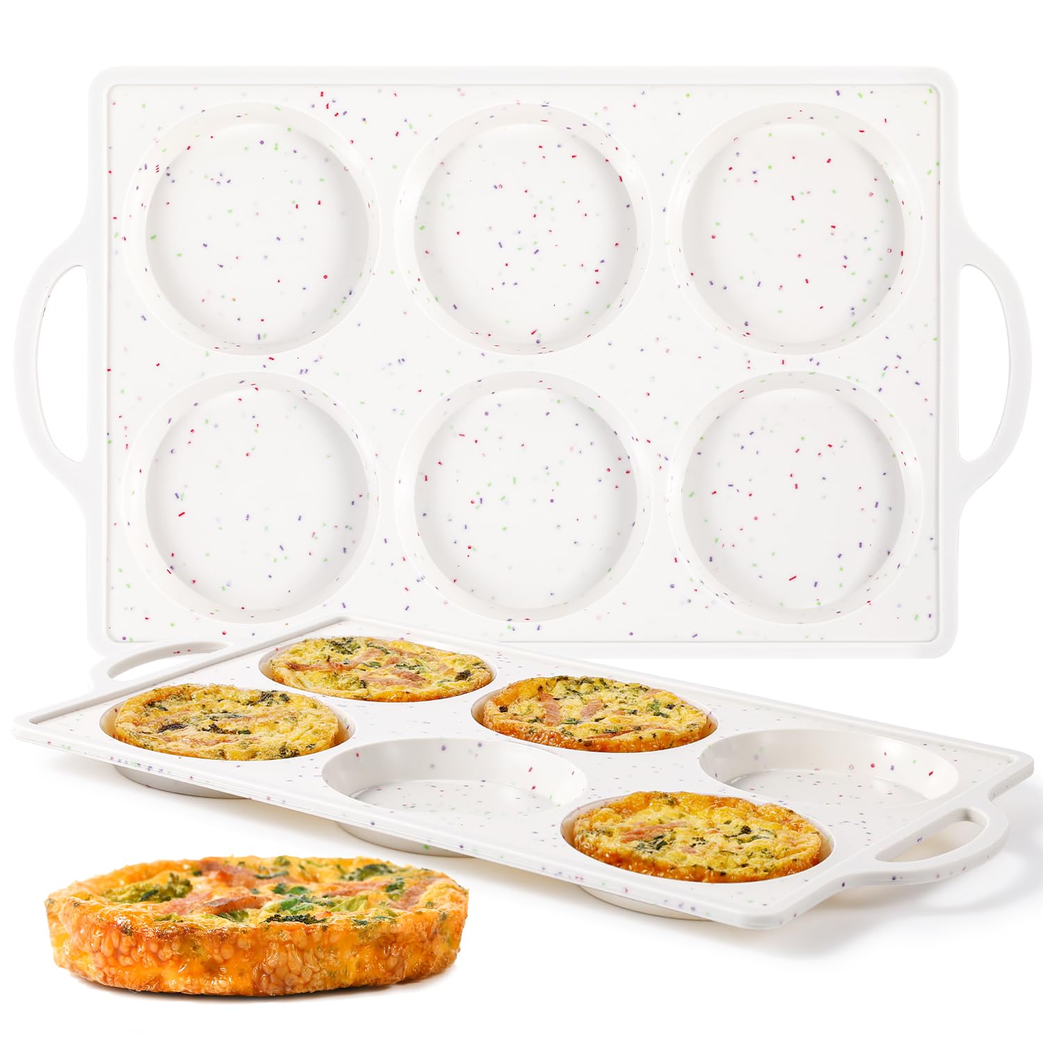 CAKETIME Jumbo Muffin Top Pan Non Stick,4 Inch Metal Frame Round Egg Baking Pan for Oven English Muffins, Whoopie Pies, Corn Bread, Egg Bites, Breakfast Sandwiches Tarts 2 Confetti