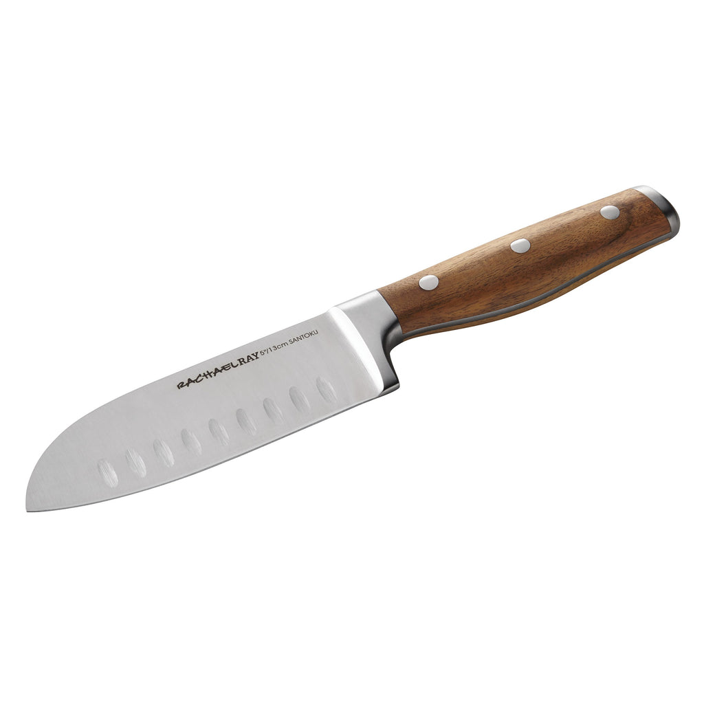 Rachael Ray Cucina Cutlery 2-Piece Japanese Stainless Steel Santoku Knife Set with Acacia Handles -,Acacia Wood