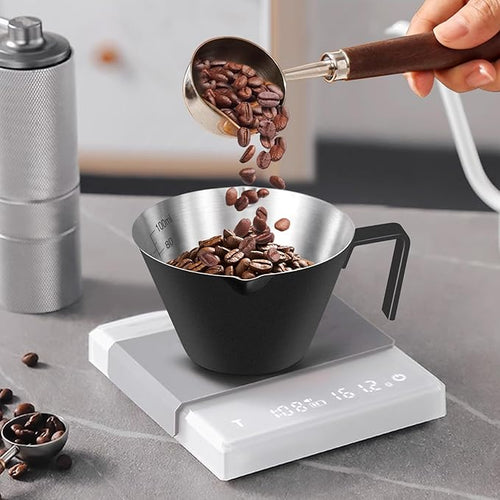 1 Pc Stainless Steel Espresso Shot Cup with Dual Scale, 3.4oz/100ml, White