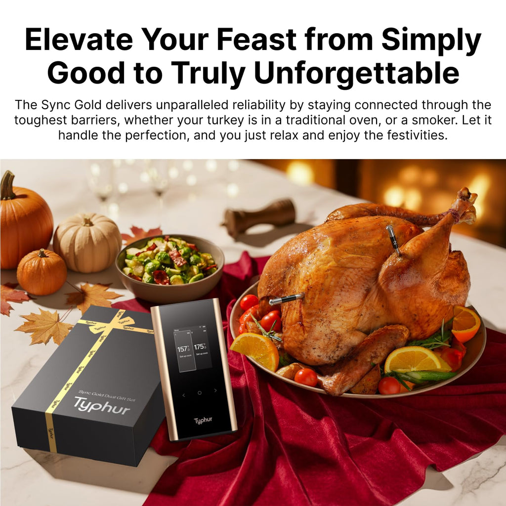 Typhur Sync Gold Dual Gift Set, WiFi Wireless Meat Thermometer with Case