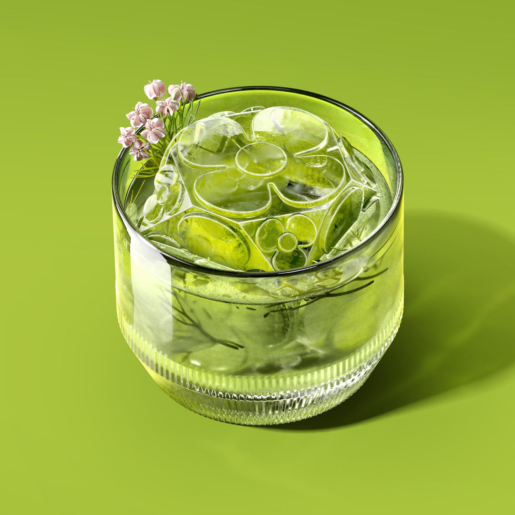 Ice Molds, Large Easy-Release Cube with Flower Pattern, Set of 2, Deco