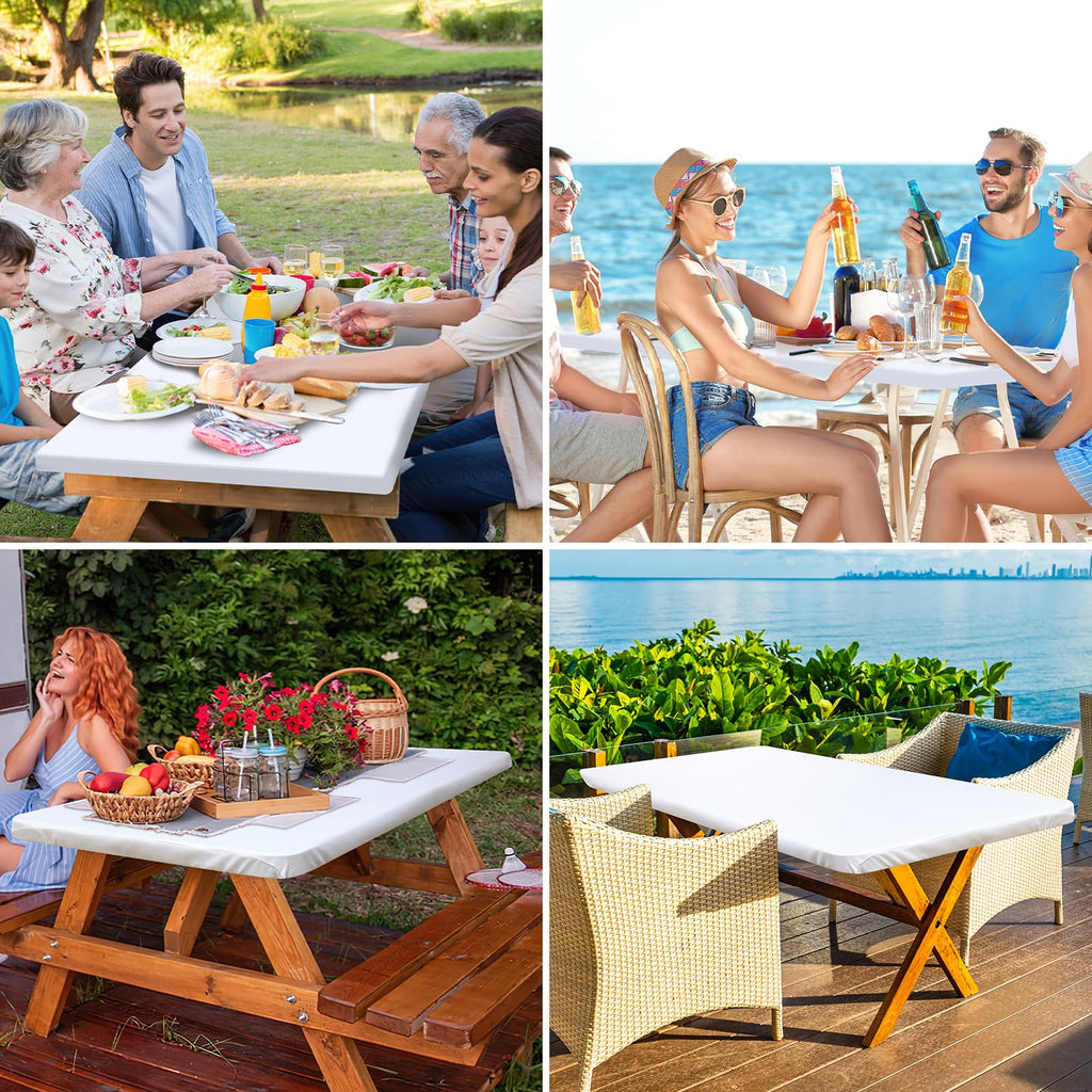 homing Rectangle Table Cloth Cover 6 Foot White Elastic Fitted Tablecloth