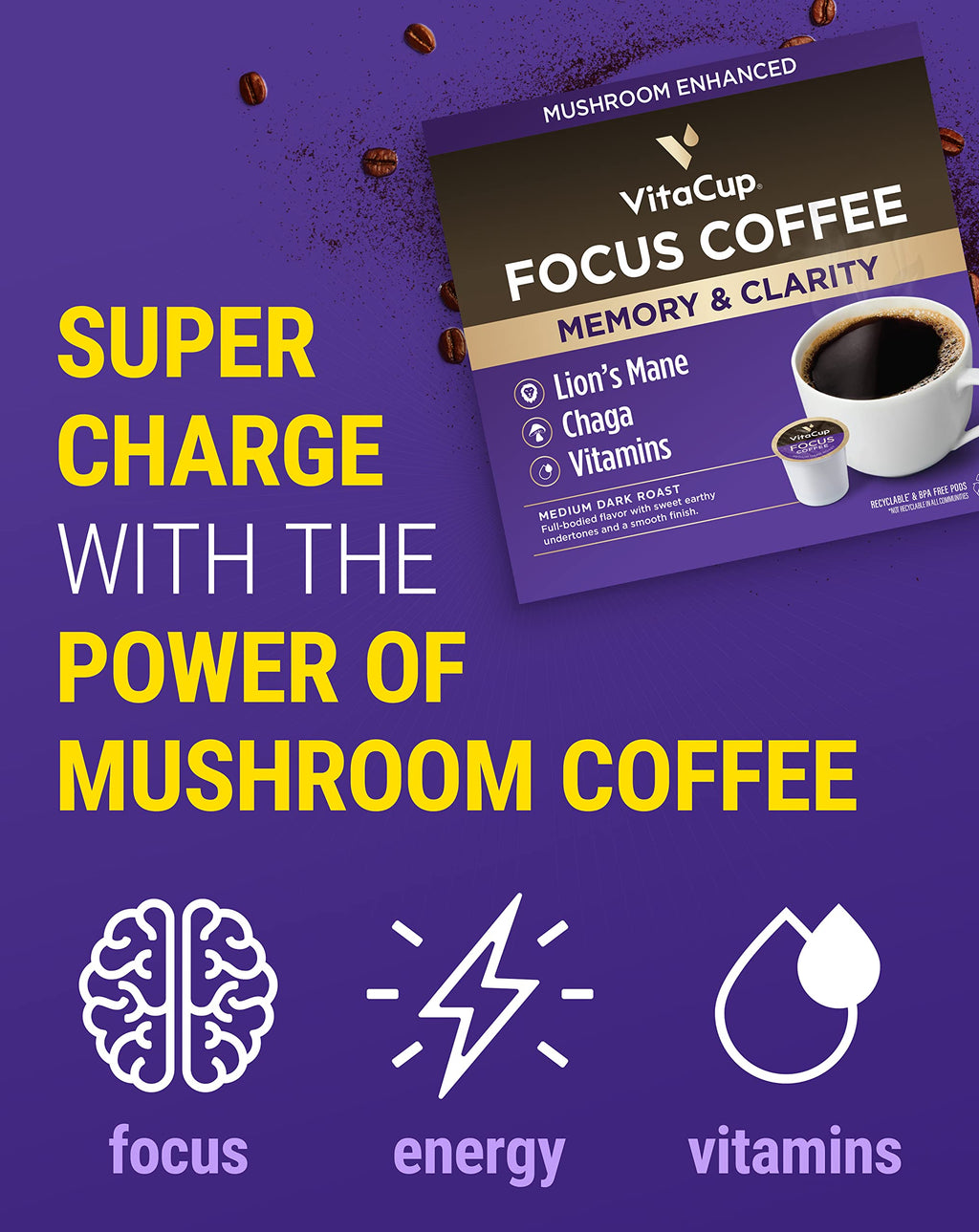 VitaCup Functiona Wellness Coffee Pods Variety Pack, 40ct