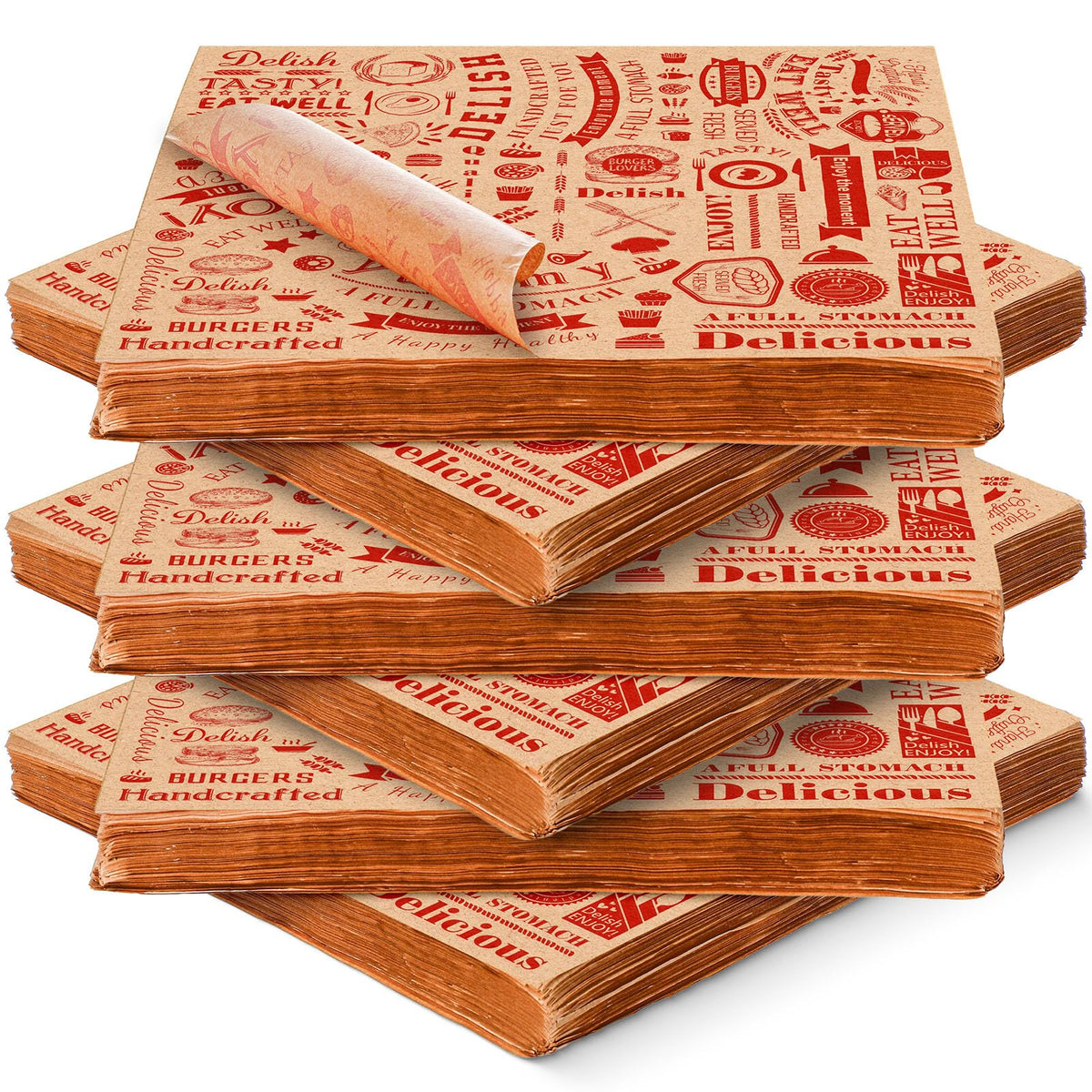Outus 1800 Pcs 12 x 12 Inch Deli Wax Paper Sheets, Brown