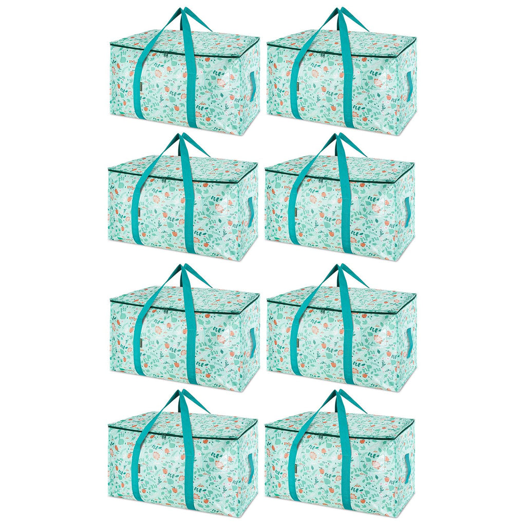 BALEINE 8-Pack Oversized Moving Bags with Reinforced Handles, Heavy-Duty Storage Tote for Clothes, Moving Supplies (Spring Stroll, 8-Pack)