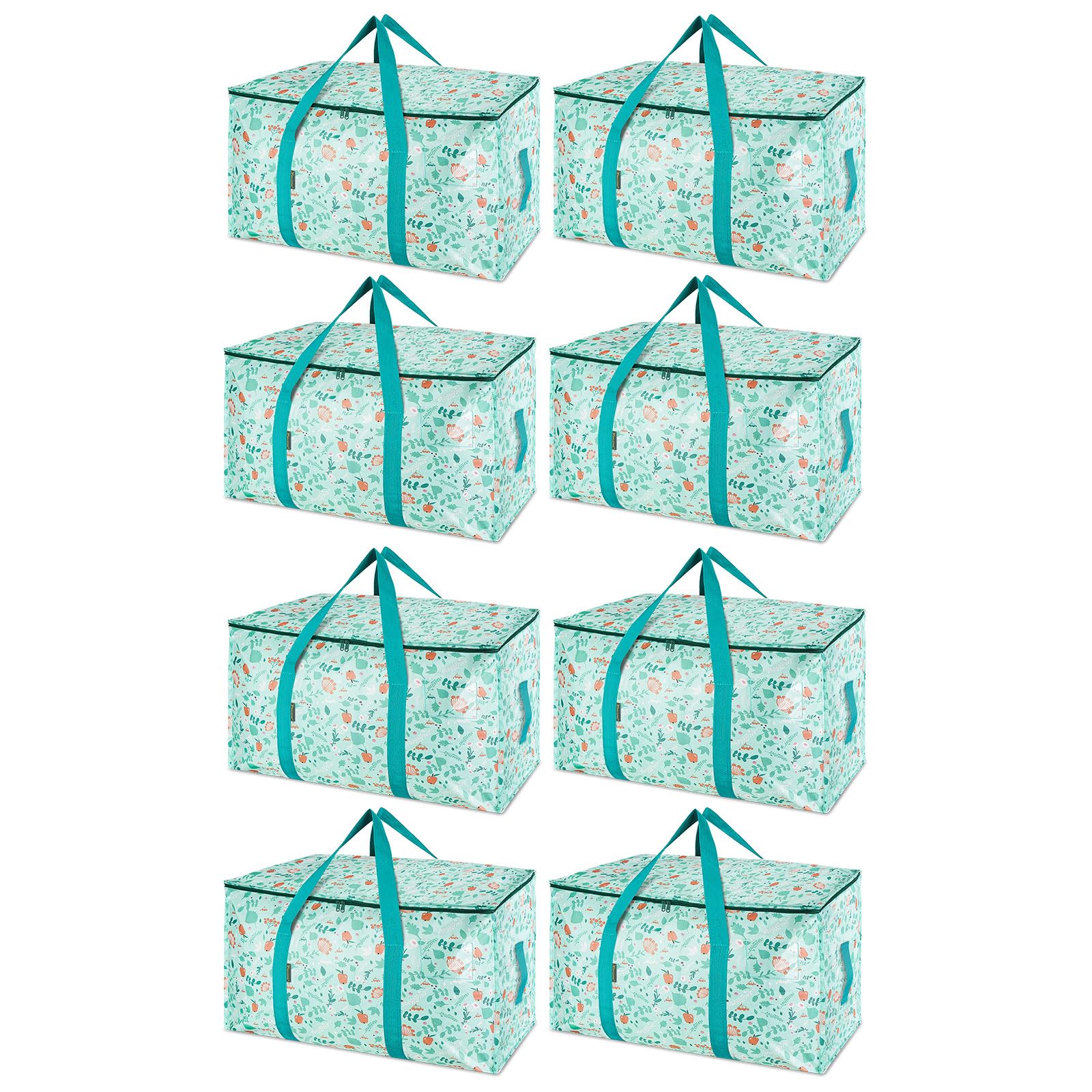 BALEINE 8-Pack Oversized Moving Bags with Reinforced Handles, Heavy-Duty Storage Tote for Clothes, Moving Supplies (Spring Stroll, 8-Pack)