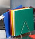CURTA 6-Piece NSF 24" x 18" x 1/2" Multi-Colored Flexible Cutting Board Kit with Stainless steel Storage Rack, Color Coded Plastic Chopping Board with Anti Slip Surface Dishwasher Safe