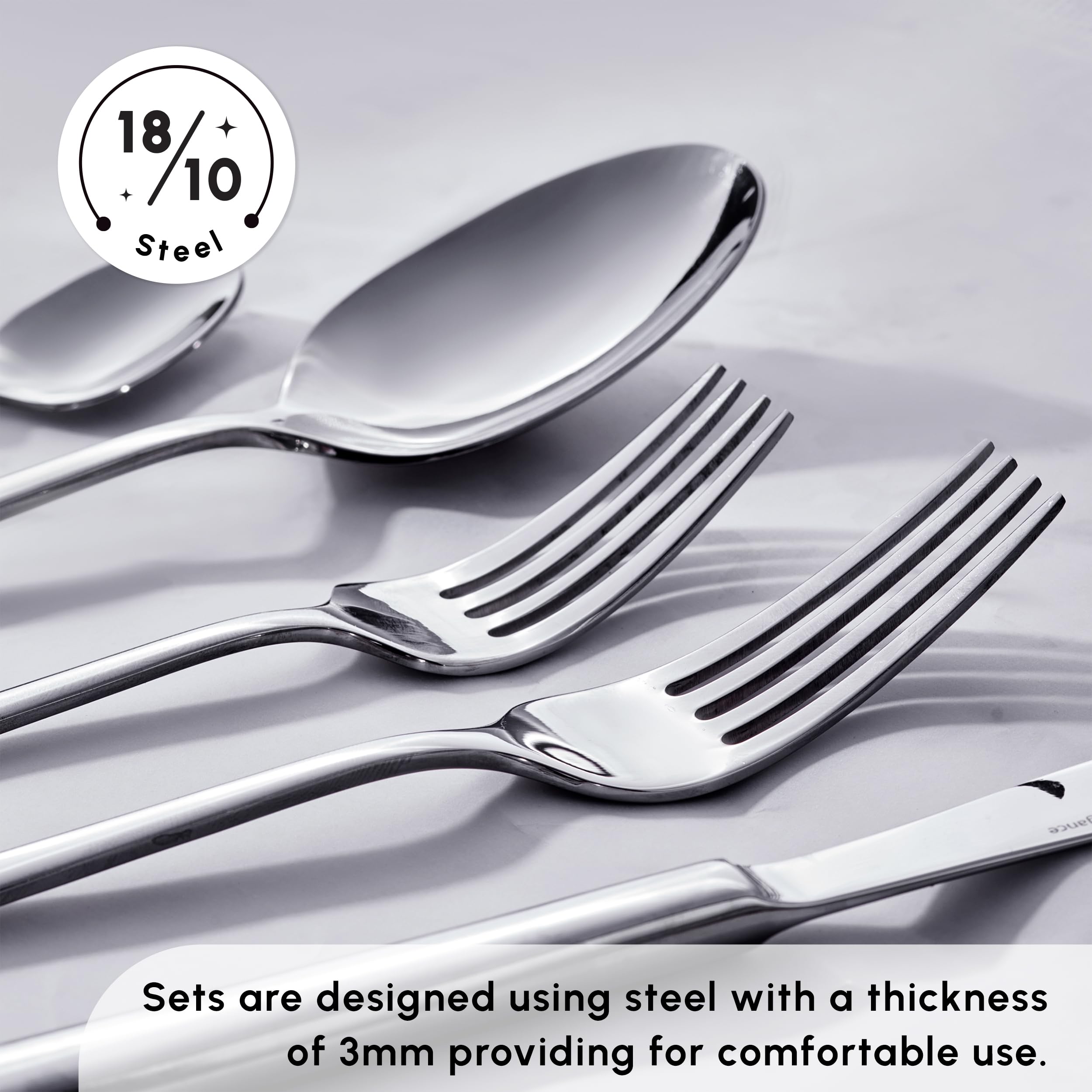 Karaca Tivoli 60 Pieces Cutlery Set for 12 Person - Forks, Spoon, Knives Silverware Sets - Modern Silver Flatware - Stainless Steel Kitchen Utensils Tableware Set - Dishwasher Safe