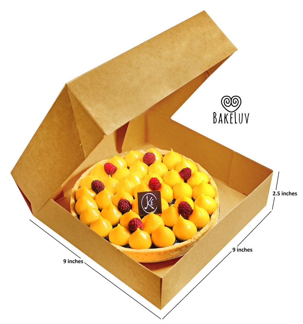 BAKELUV Pie Boxes for 9 Inch Pie | Brown, 12 Pack | 9x9x2.5 Bakery Box with Window, 9x9 Cookie Box, 9 Inch Pastry Boxes with Window Bulk, Cake Boxes, Auto Pop Up
