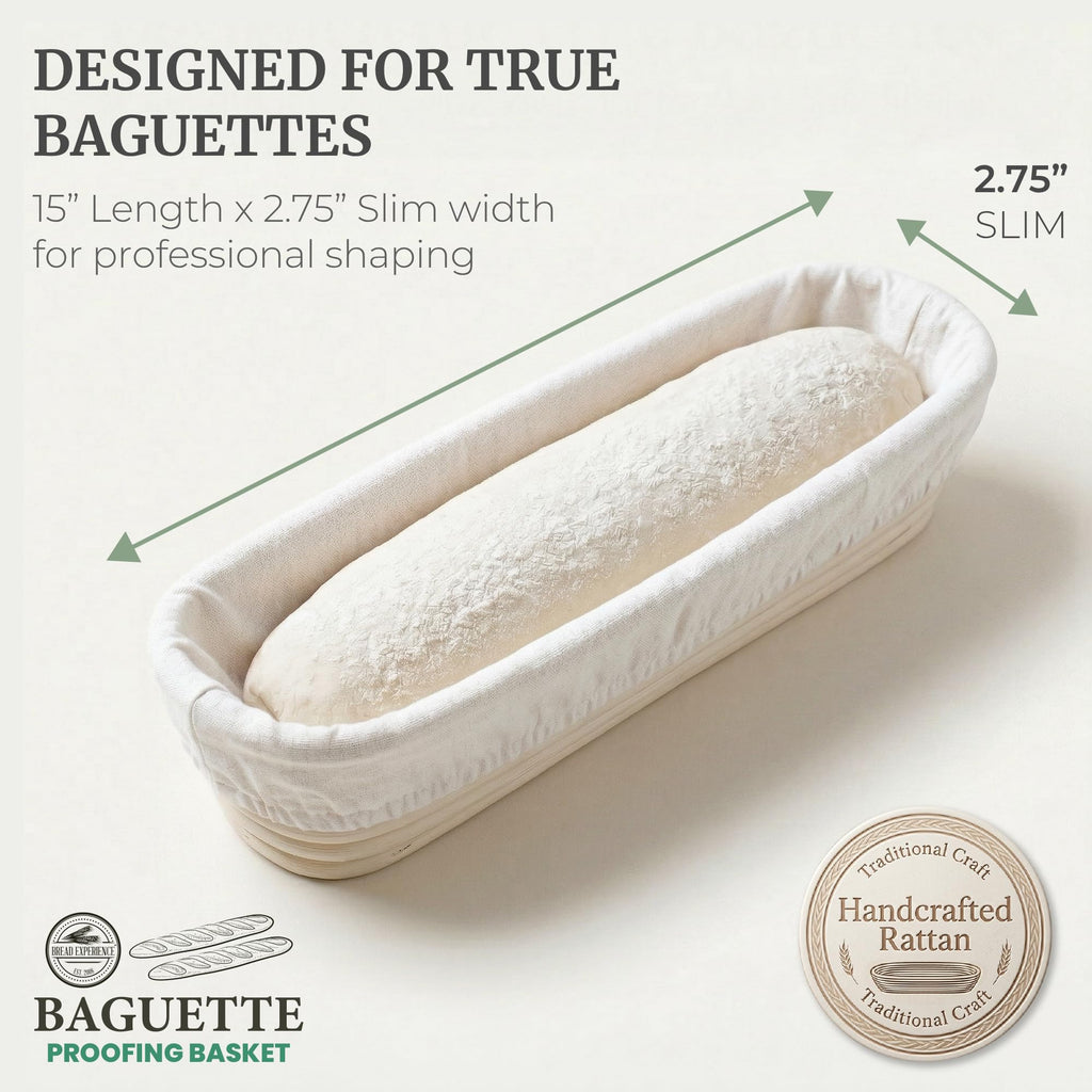 15 Inch Baguette Proofing Basket Set of 2 for Sourdough & French Bread