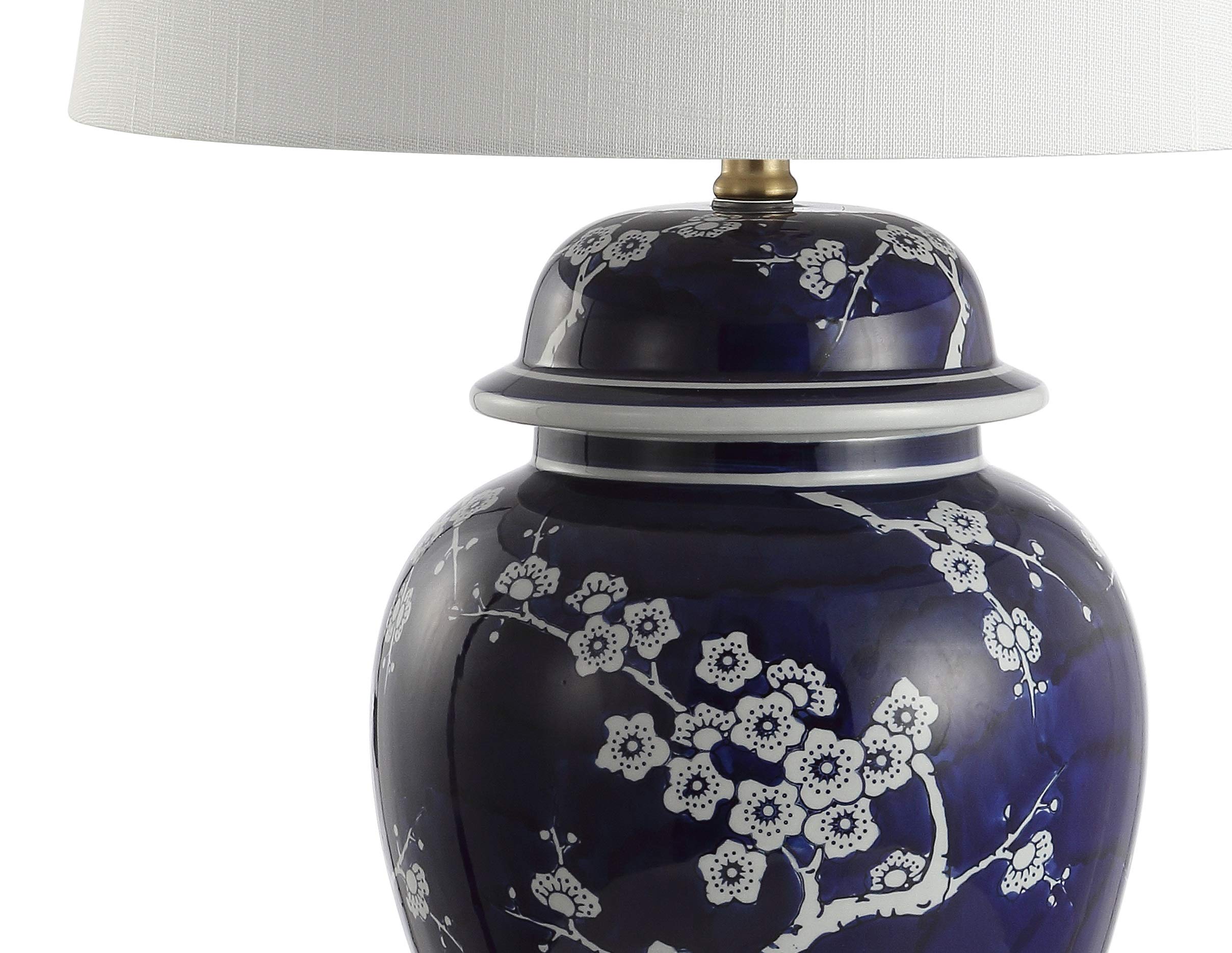 JONATHAN Y Gracie Ceramic Ginger Jar Table Lamp 29.5", White/Navy