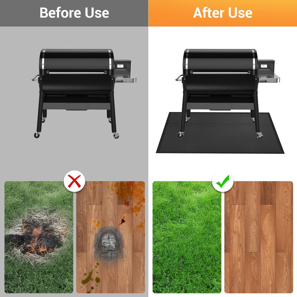 kanhiro Grill Mats for Outdoor Grill 59x39 Inch Fireproof Double-Sided Grill Matt and Deck Protector, Oil-Proof Waterproof BBQ, Grill Pad for Patio, Floor, Lawn Protection