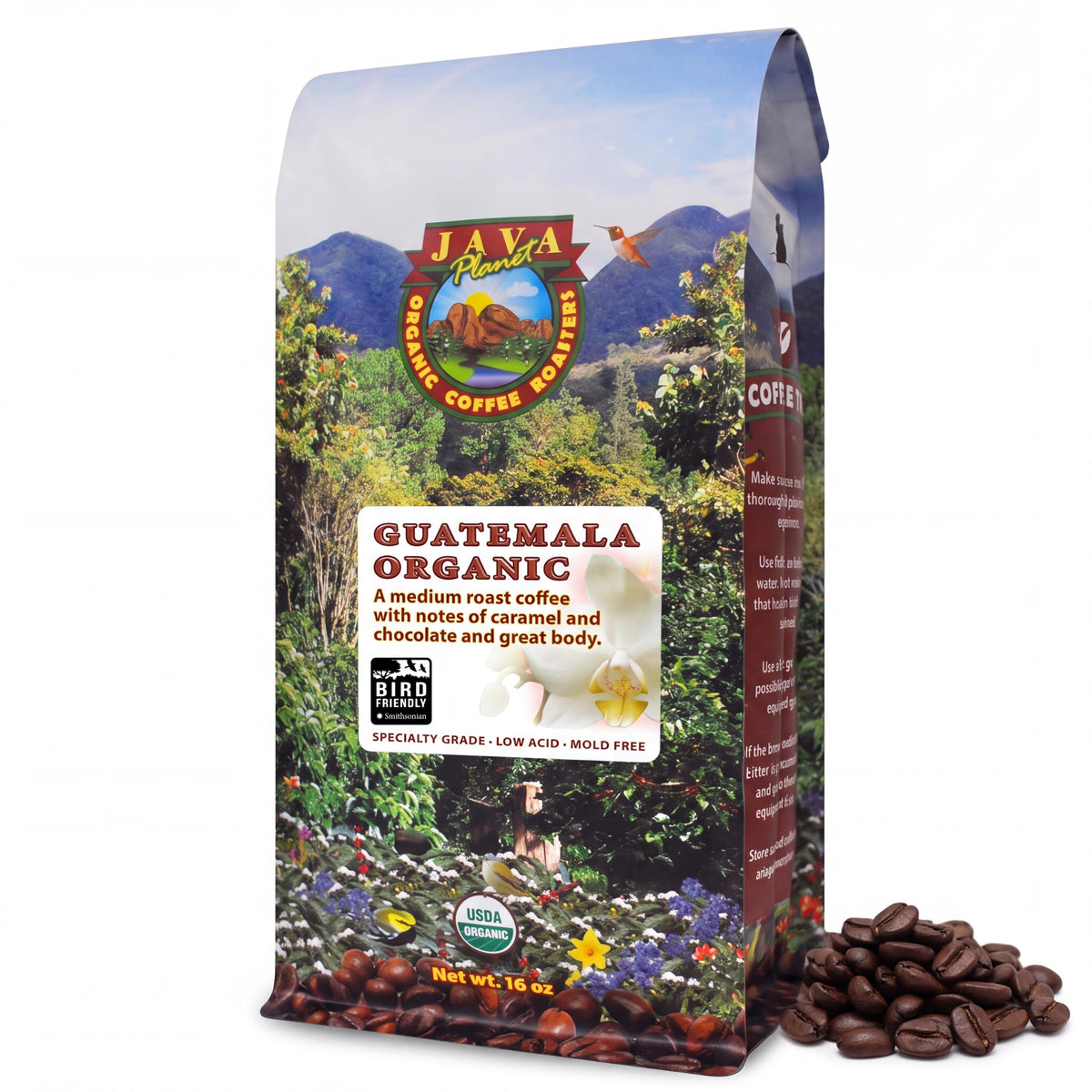 Java Planet Low Acid Organic Whole Bean Coffee, Papua New Guinea, 16 oz