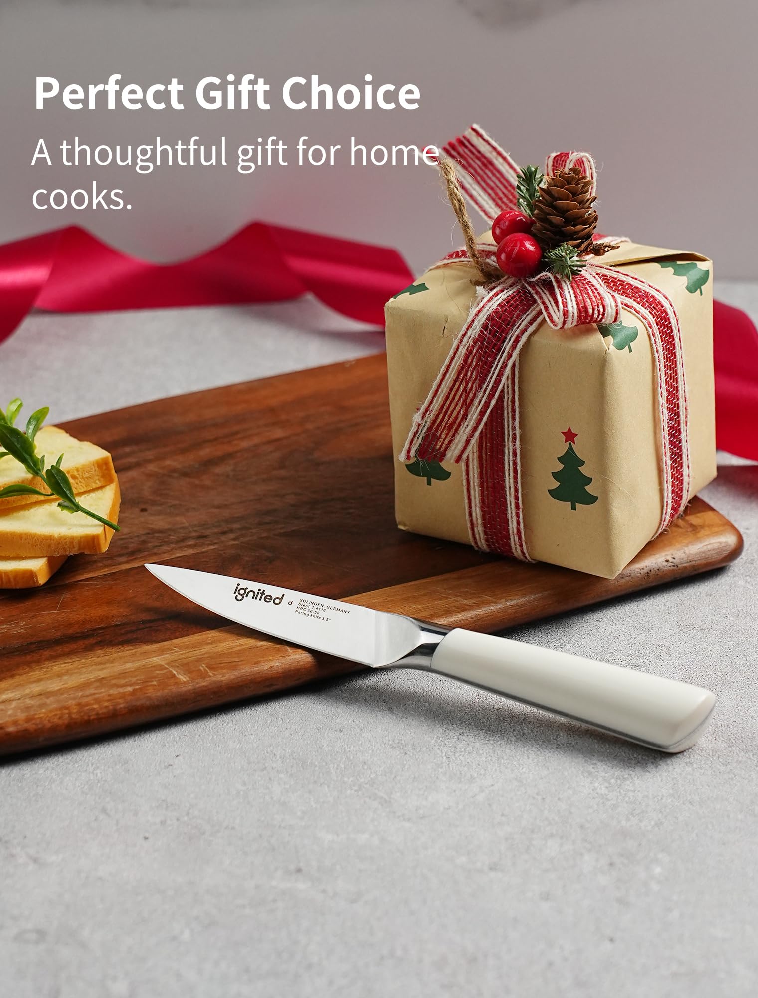 3.5 Inch Paring Knife – German Stainless Steel, Ivory White Handle