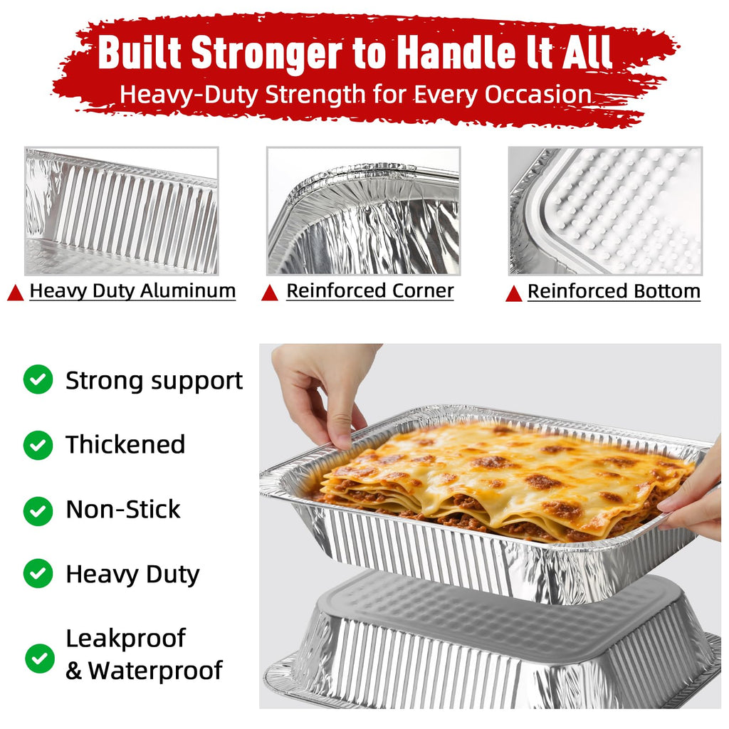 Aluminum Pans Half Size 9x13, 60 Pack, Disposable Foil Pans