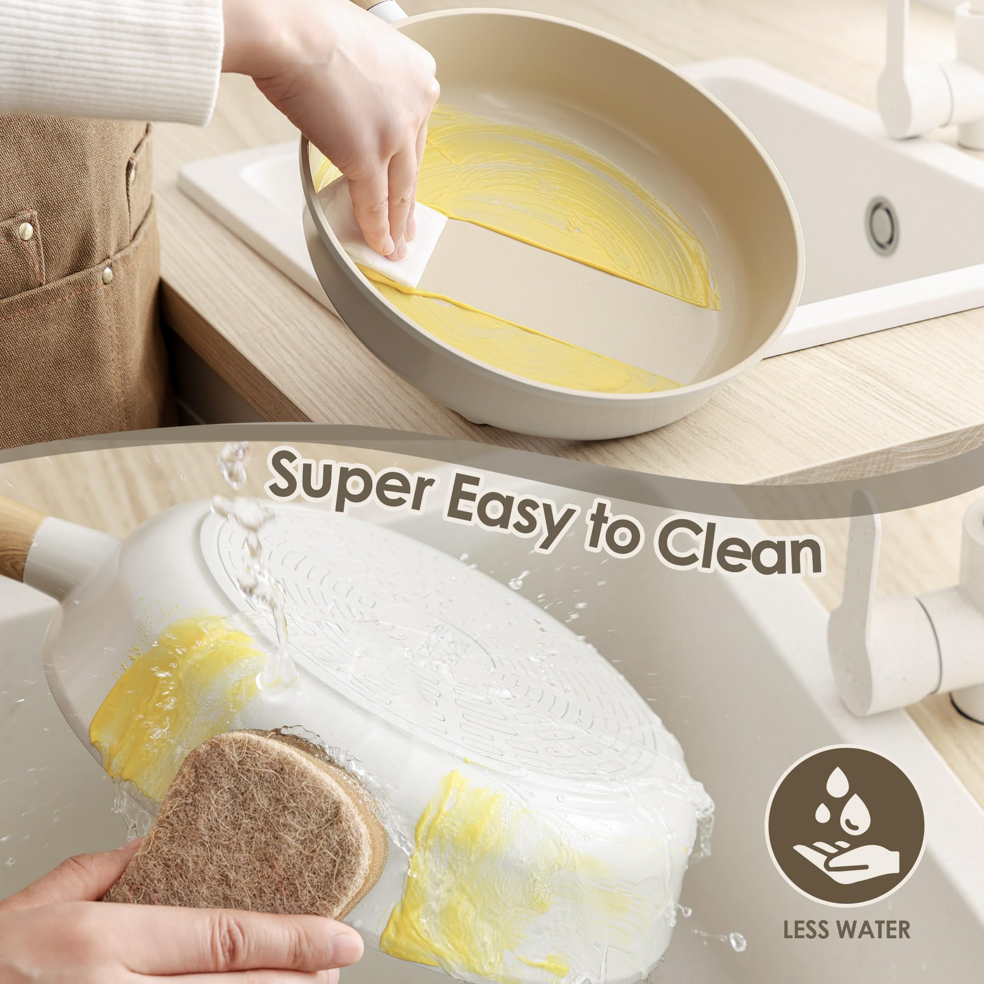 SENSARTE 17Pcs Ceramic Nonstick Cookware Set Non-toxic Healthy Pots and Pans Set Ceramic Kitchen Cooking Frying Pans with Stay-cool Handle, PFAS/PTFE/PFOA Free, Dishwasher Safe, Induction Compatible
