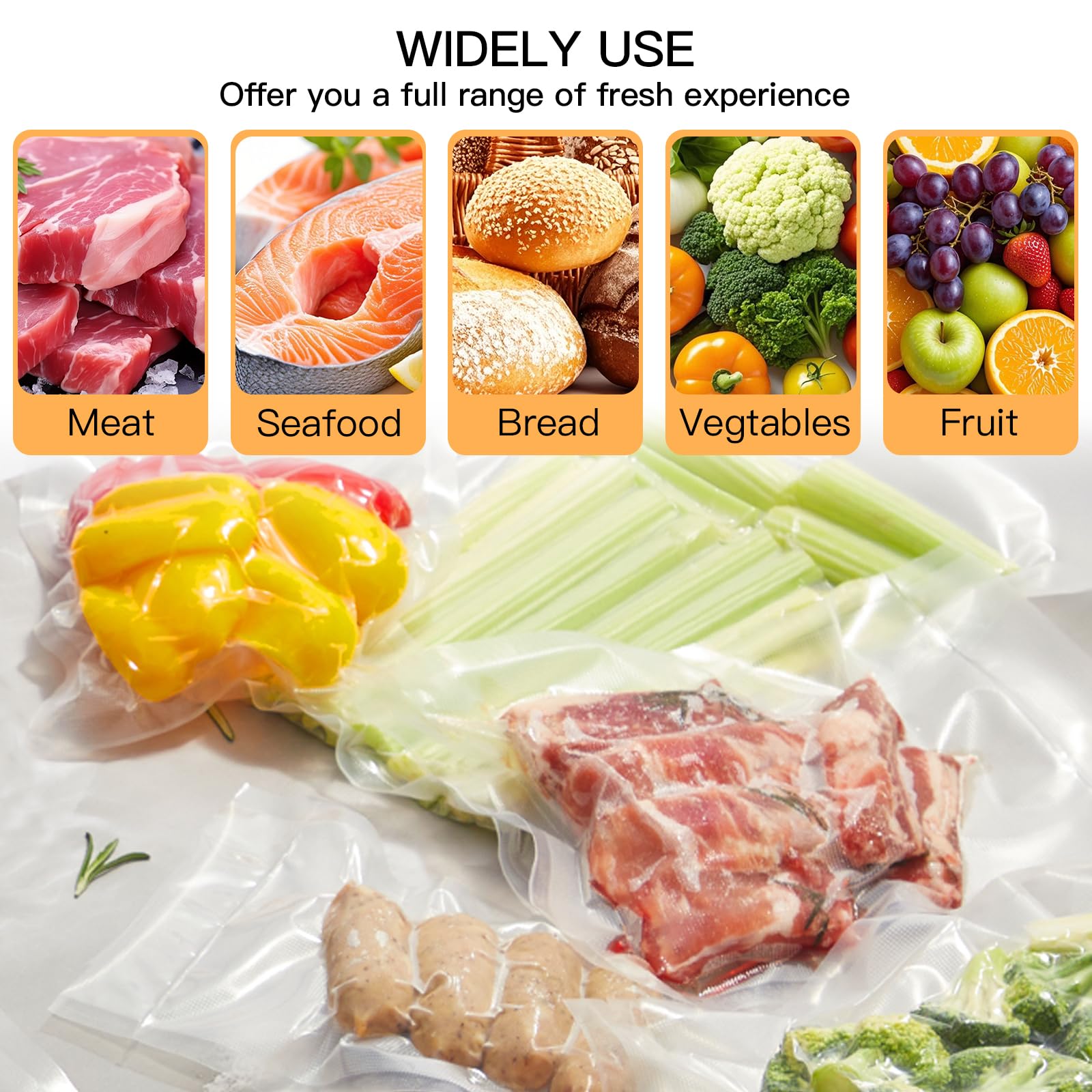 MegaWise 3 Rolls of Vacuum Sealer Machine Bags, 8 inch wide and 21.6 Feet Long for Megawise & other brand vacuum sealers Perfect for Meal Prep and Sous Vide Cooking