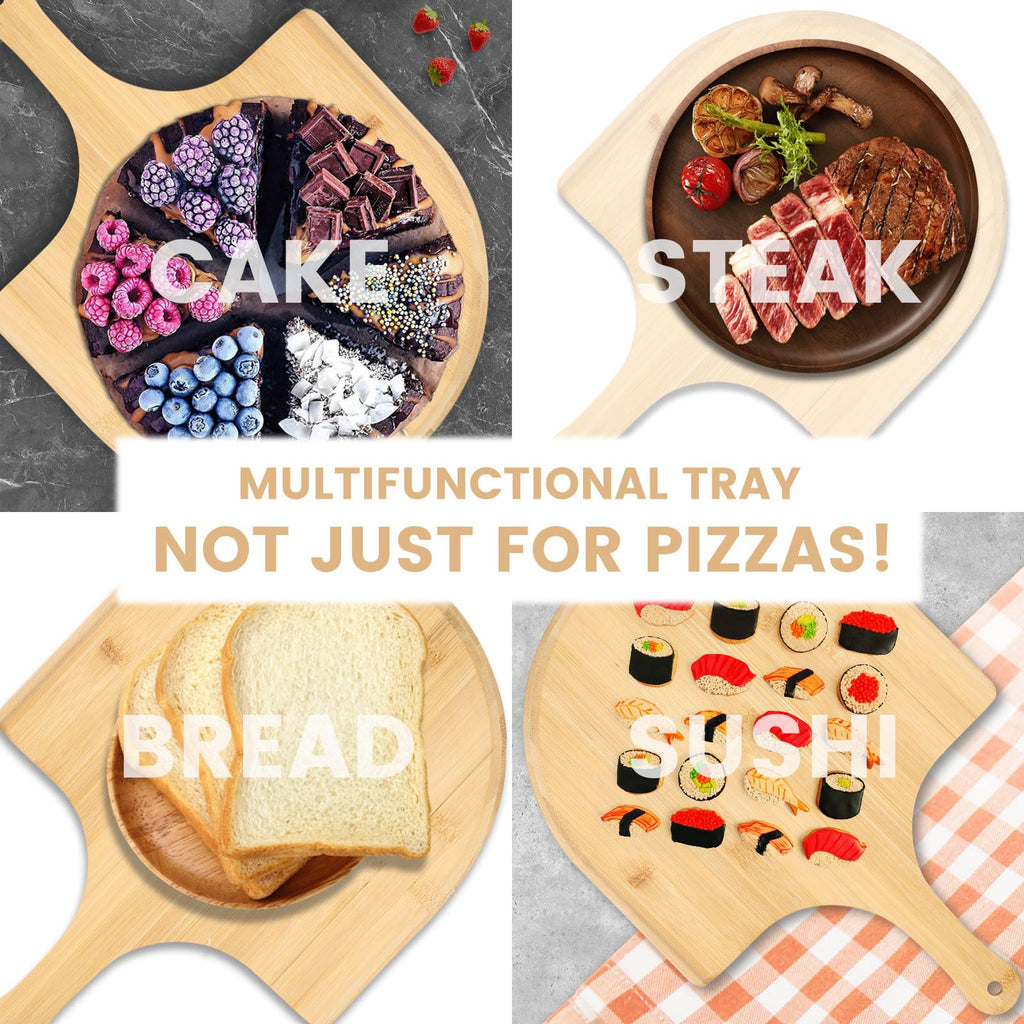 2 Pack Pizza Peel 11 Inch, Natural Bamboo Pizza Spatula Wooden Pizza Spatula Paddle Board for Home Pizza Cutting，Cheese, Bread,Fruit,Vegetable Oragaznie (2)