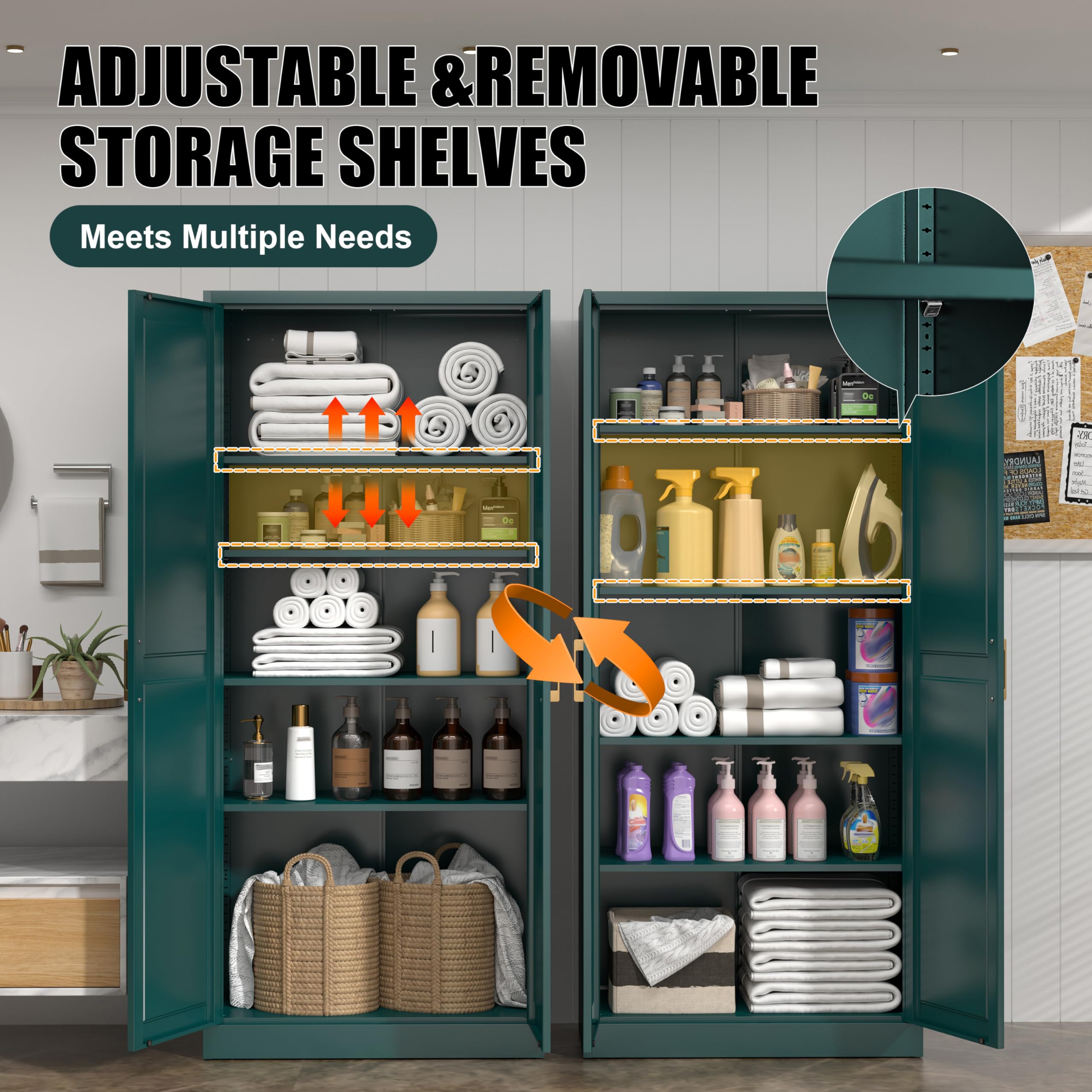 MetalMax 71" Tall Kitchen Pantry Storage Cabinets with Doors and 4 Shelves