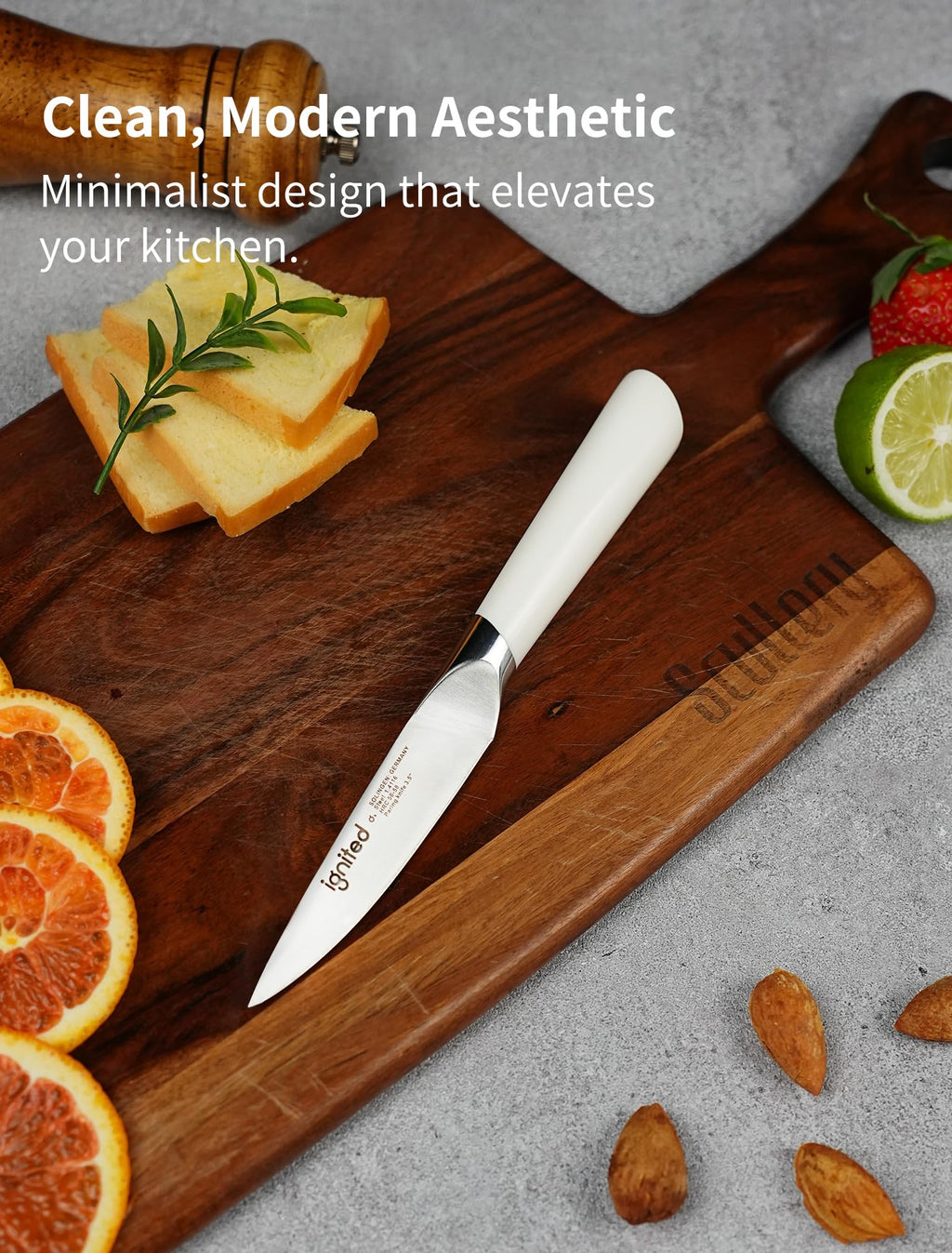 3.5 Inch Paring Knife – German Stainless Steel, Ivory White Handle