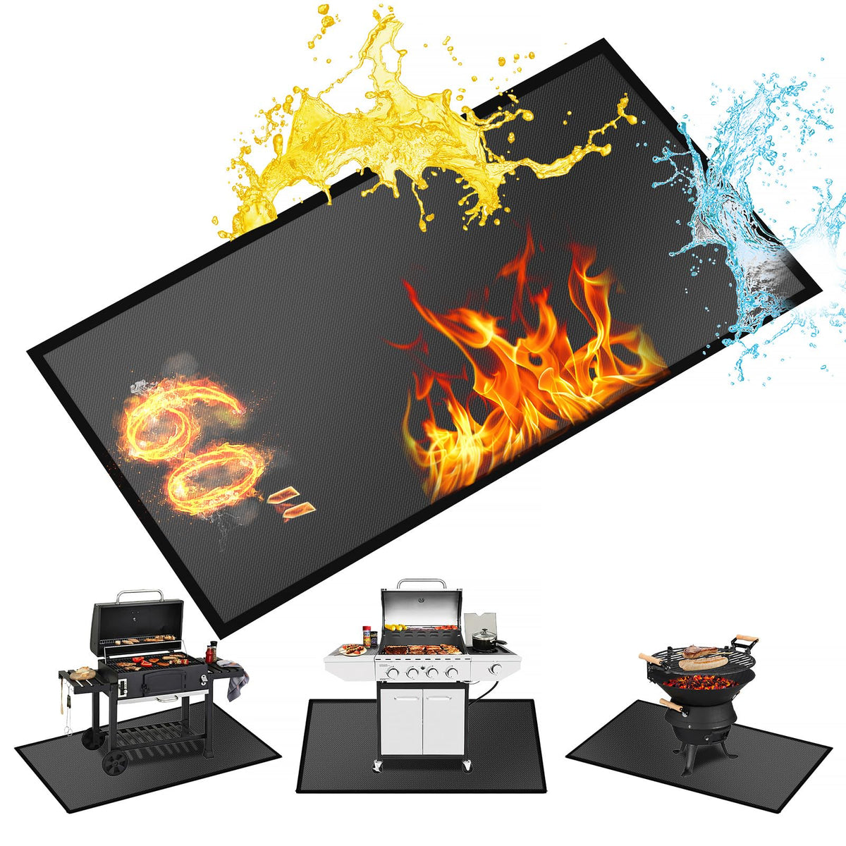 60 ×52 Inch Under Grill Mats for Outdoor Grill & Grill Mat for Under BBQ