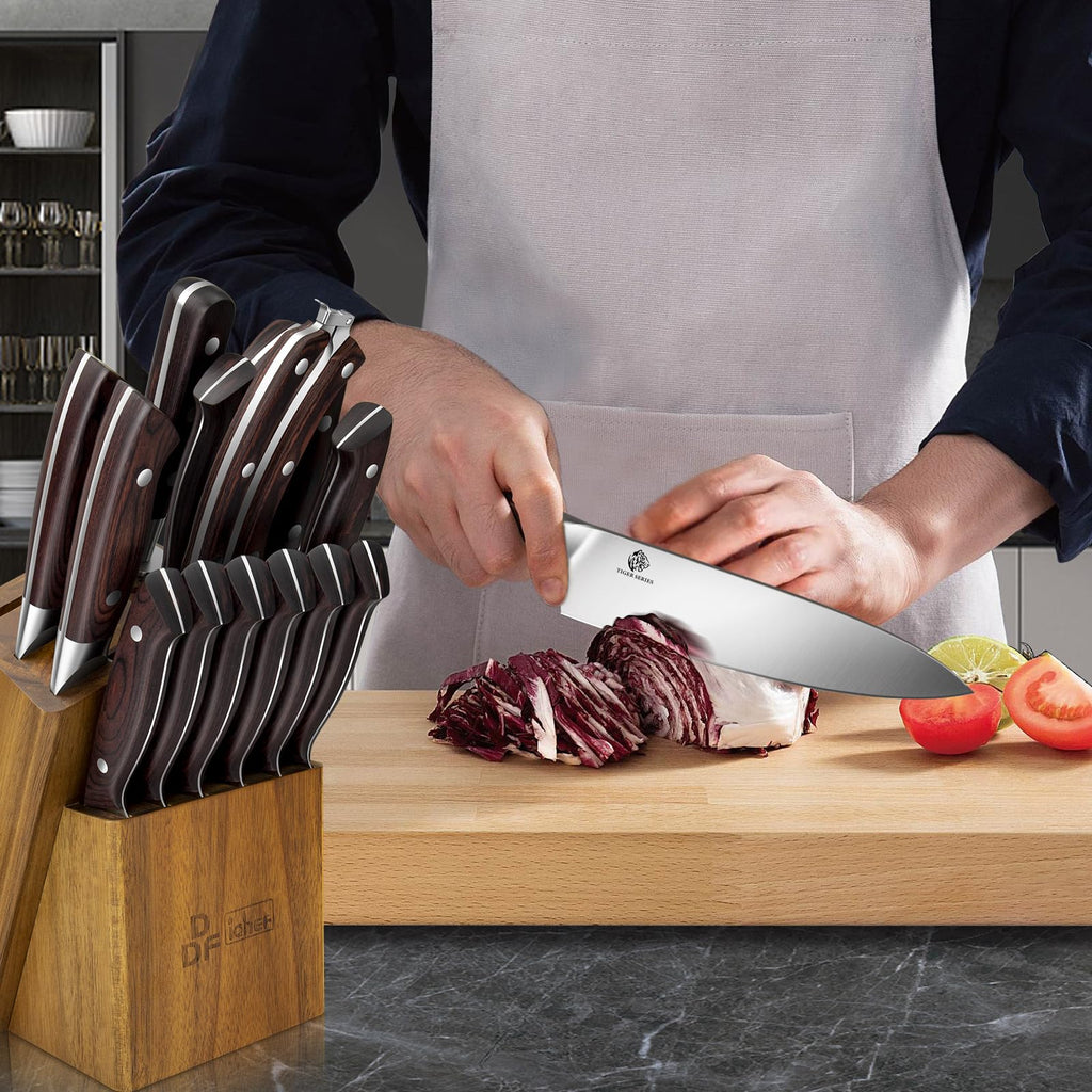 16-Piece Kitchen Knife Set, High-Carbon Stainless Steel, Pakkawood Handles