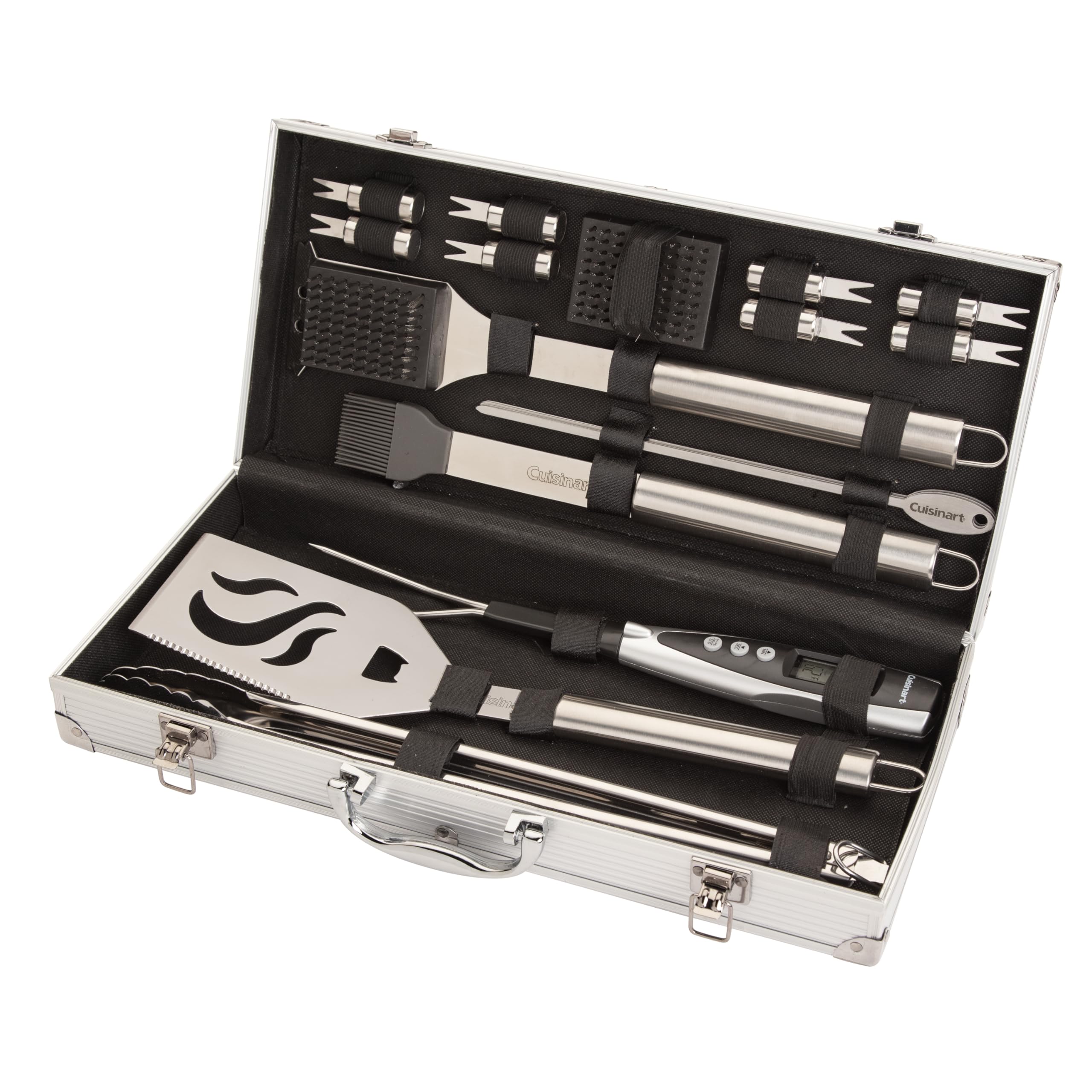 Cuisinart Deluxe Grill Tool Set, 20-Piece Grill Set, BBQ Accessories with Aluminum Case, Stainless Steel Grilling Accessories, BBQ Tools, Grilling Gifts for Men, for Dad Husband