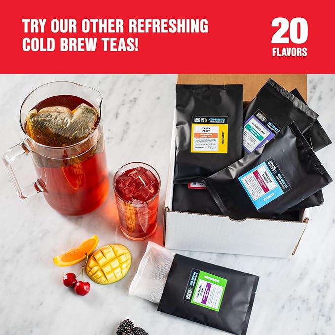 Tiesta Tea - Peaches N' Green Cold Brew, Loose Leaf, Smooth Peach Green Tea, Premium Medium Caffeinated Iced Drink, Cold Brew Packets, Makes 64 oz of Pitcher Per Bag (Pack of 10)