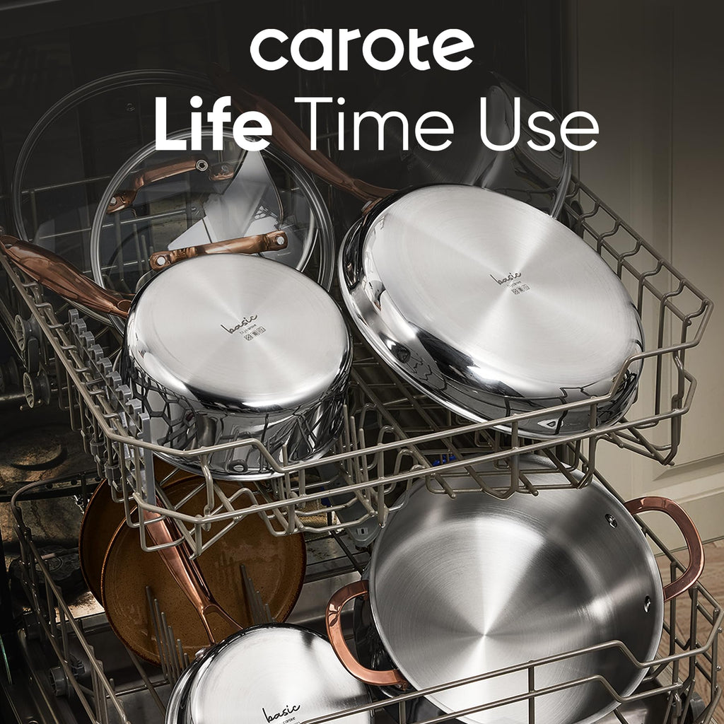 CAROTE 2Qt Stainless Steel Saucepan Set, Non-Toxic 3-Ply Stainless Steel Cookware Set with Lids, Small Kitchen Pots, Oven Safe, Compatible with Induction, Ceramic, Gas, Mothers Day Gifts