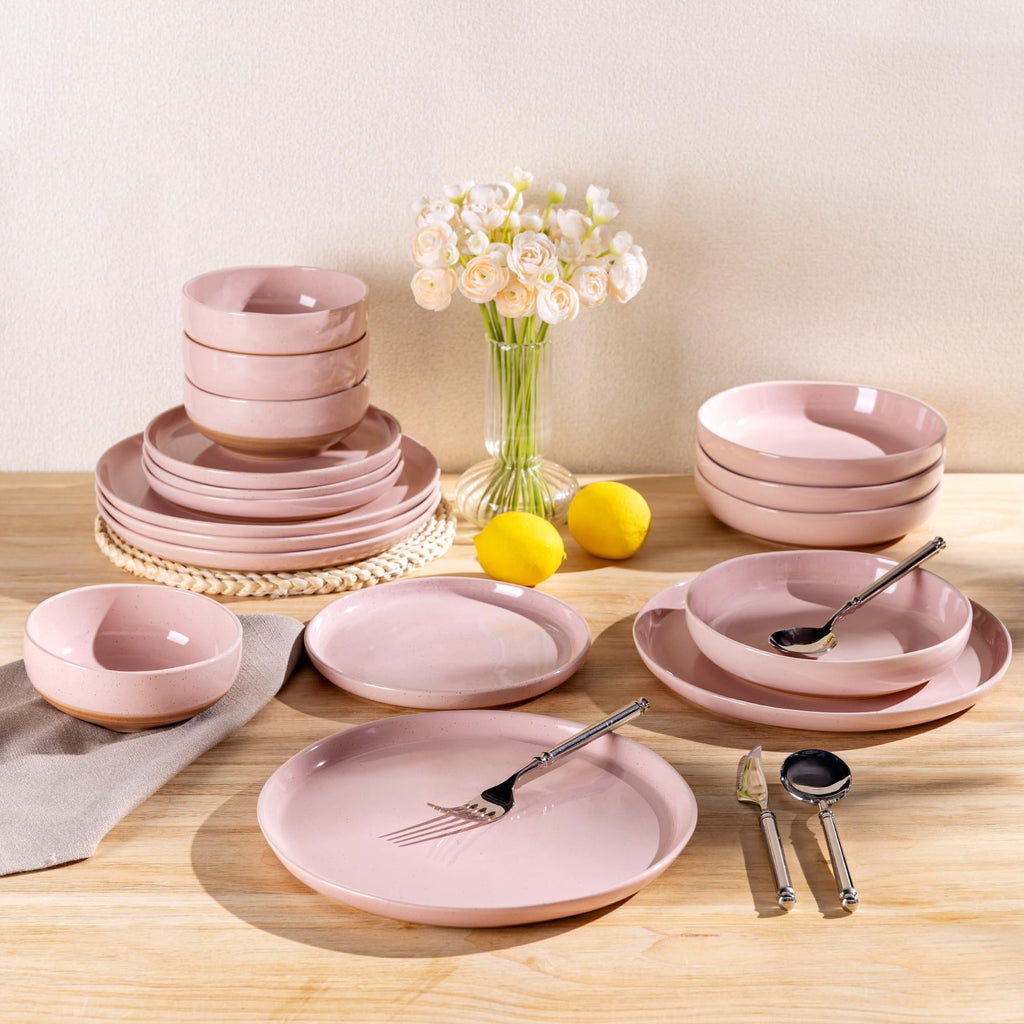 AmorArc Dinnerware Sets for 8, 24 Pieces Ceramic Plates and Bowls Set