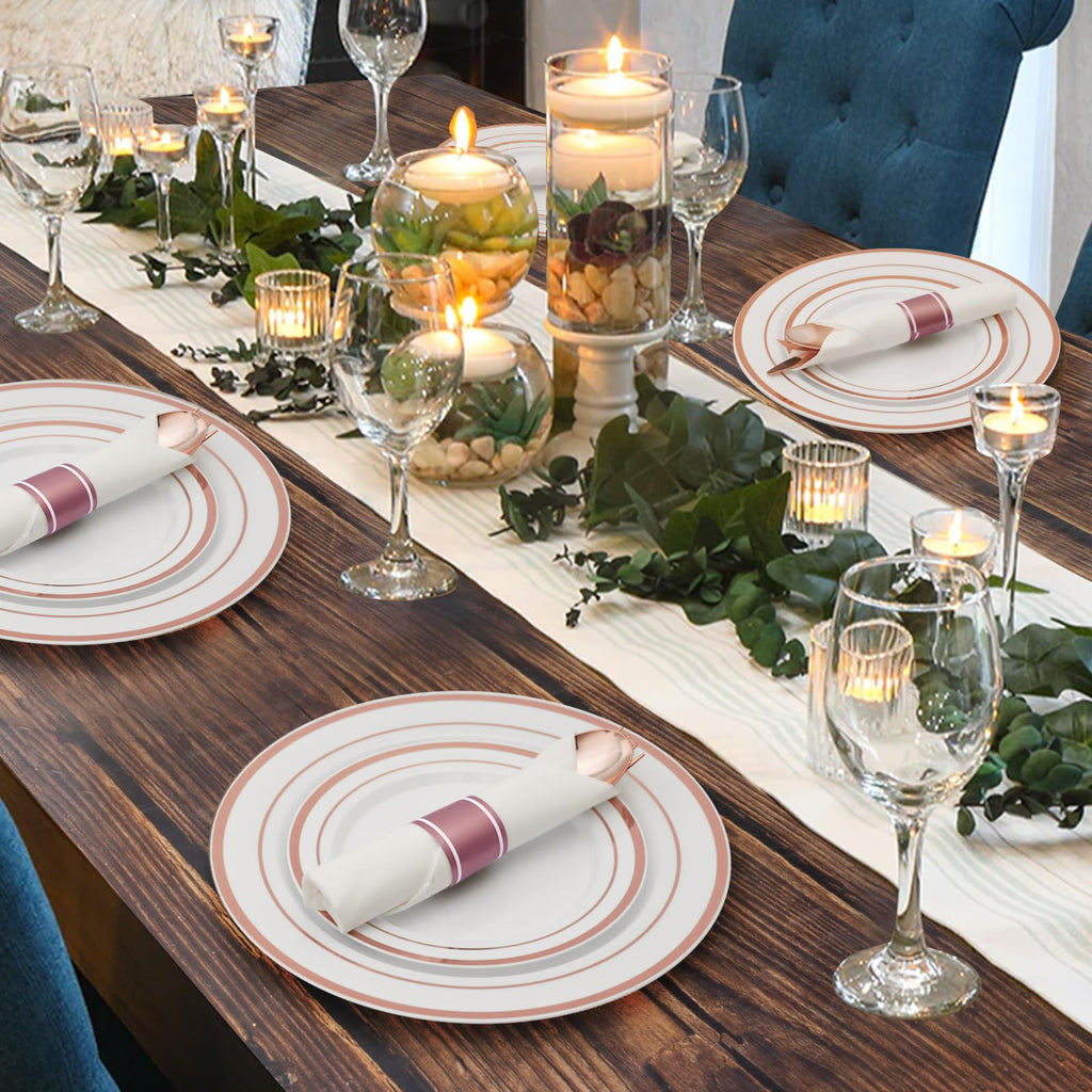 Goodluck 175 Piece Rose Gold Plastic Dinnerware Set for 25 Guests