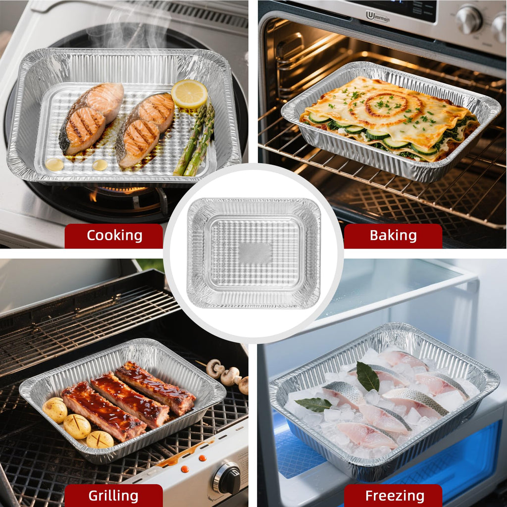 Aluminum Pans Half Size 9x13, 60 Pack, Disposable Foil Pans