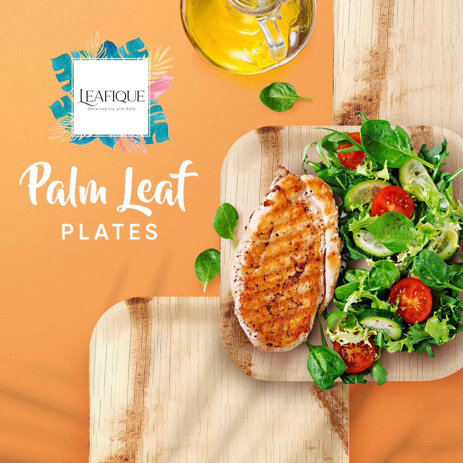 200 Pack 10” Square Palm Leaf Plates – Heavy Duty & Sturdy, Better Than Paper or Plastic – Bulk Party Plates for Catering, Party, BBQ, Weddings & Events – Eco Friendly, Compostable